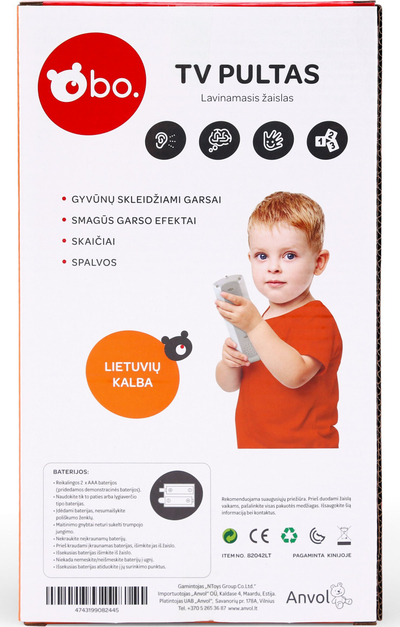 Lodër edukative Obo TV Pultas, gjuhë lituane, për kalamaj 1+, shumëngjyrëshe