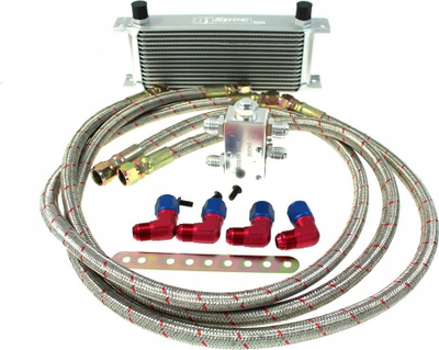 Set ftohës vaji D1Spec Oil Cooler Kit 15 Rows, modul termostatik, argjendtë