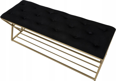 Stol këpucësh Velvet Classic, 120x40x45 cm, metal i artë, ulëse e zezë