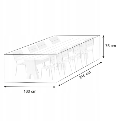 Mbulese për mobilje kopshti Aptel R4, 315 x 160 x 75 cm, rezistente ndaj ujit, e zezë