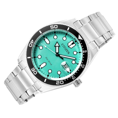 Ore dore Citizen AW1760-81W Marine, Eco-Drive, 100m, me cifërbllat turkeze