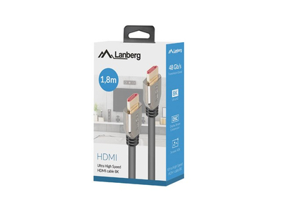 Kabllo HDMI Lanberg CA-HDMI-30CU-0018-BK, 1.8m, HDMI 2.1, e zezë