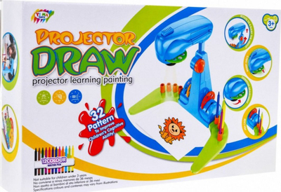 Set projektor vizatimi për kalamaj Projector Draw, 32 shabllone, me markera, shumëngjyrësh