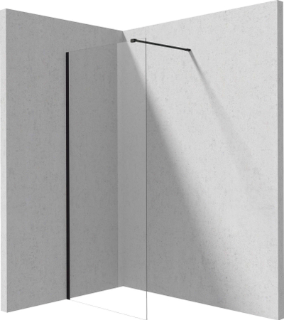 Mur dushi walk-in Prizma, 80 cm, xham i kthjellët, profil i zi