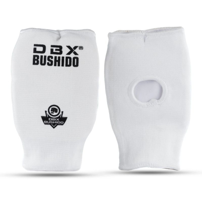 Mbrojtëse duarsh karate DBX Bushido DBX KM White, elastike, të bardha