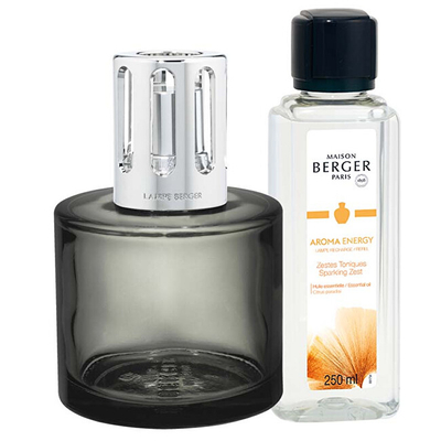 Set aromatik për shtëpi Maison Berger Paris, llambë katalitike Aroma Grey 250 ml + rimbushës Fresh Tonic 250 ml