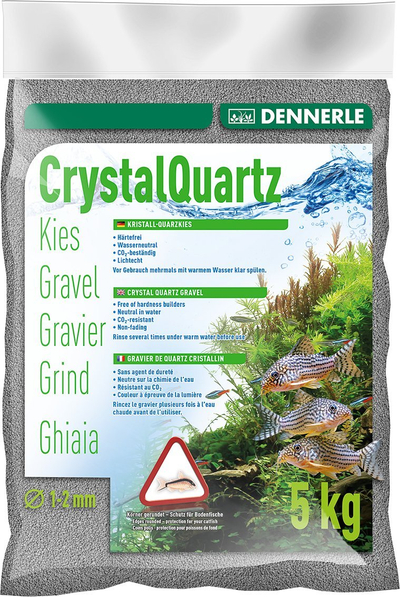 Substrat akuariumi Dennerle Crystal Quartz Gravel Slate Gray, granulim 1-2 mm, 5 kg, gri e errët