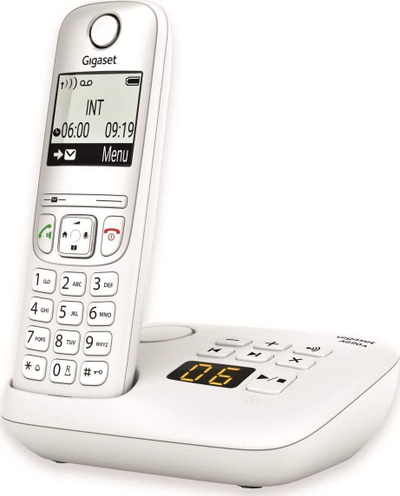 Telefon pa tel Gigaset A690A, me sekretari digjitale, ekran me dritë, i bardhë
