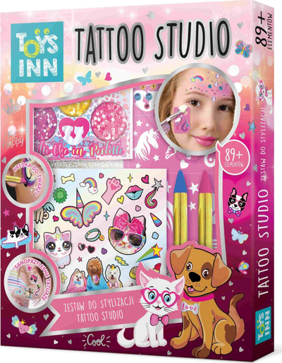 Set lodër tatuazhesh Stnux Tattoo Studio, 89+ elemente, për fëmijë 5+ vjeç, shumëngjyrësh