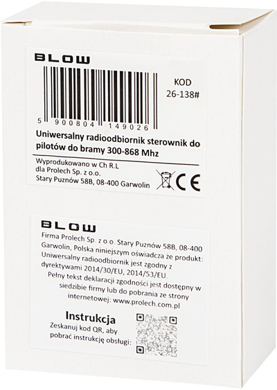 Marrës radio Blow 26-138#, 300-868MHz, 2 kanale