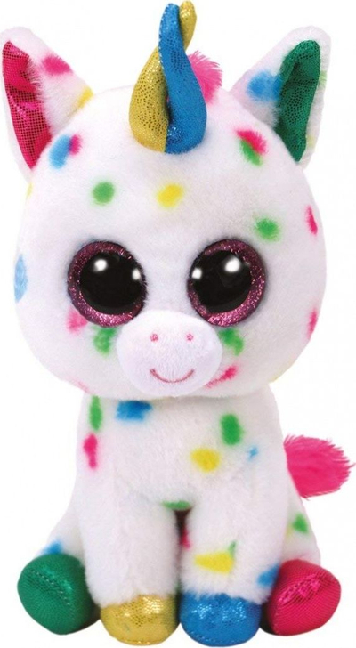 Lodër pellushi TY Beanie Boos Harmonie, 43cm, njëbrirësh, i bardhë shumëngjyrësh
