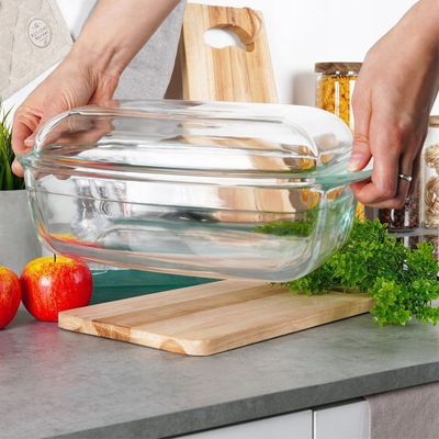 Enë pjekjeje qelqi Vilde, 3L + 1.5L, me kapak qelqi, transparente
