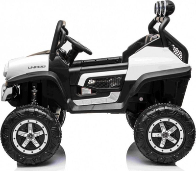Makinë lodër me bateri Mercedes Unimog, 12V, 2 ulëse, e bardhë