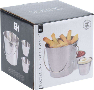 Set me 3 enë aperitivi Koopman, çelik inox, me shkëlqim, argjend