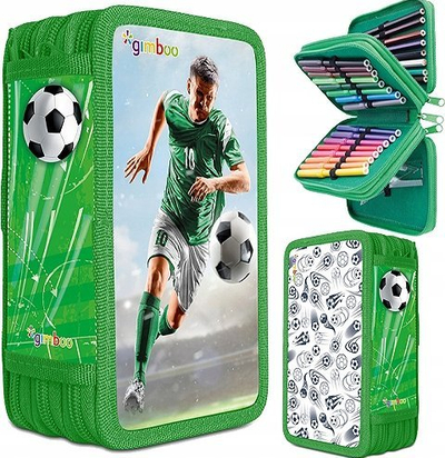 Kuti lapsash për shkollë GIMBOO Soccer, me 3 ndarje, me gjithë pajisjet, jeshile
