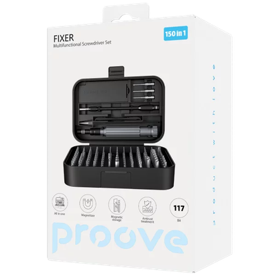 Set veglash Proove Fixer, 150 në 1, CRV, i zi