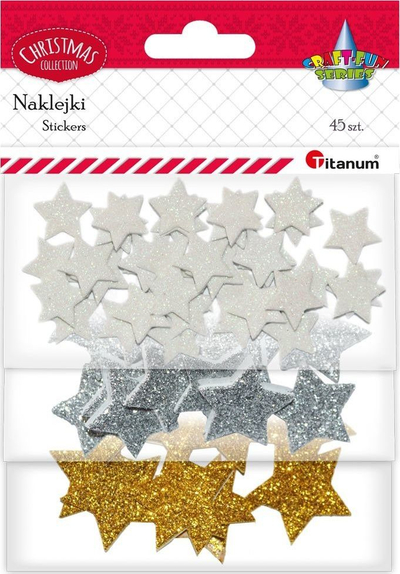 Ngjitëse shkumë me shkëlqim Titanum Stars Mix, 45 copë, yje, shumëngjyrëshe