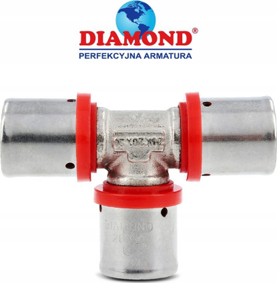 Trinik për tuba PEX AL PEX DIAMON, 20x20x20, krom