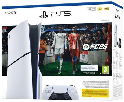 Konzола Sony PlayStation 5 Disc Edition EA Sports FC 26, 1TB, 16GB RAM, бела и црна