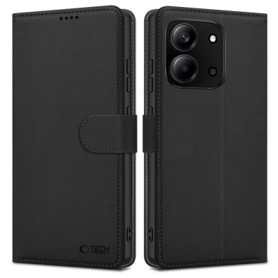 Mbështjellëse‑portofol Tech‑Protect për Xiaomi Redmi 15C, lëkurë eko, me magnet, e zezë