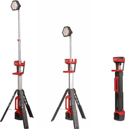 Dritë pune me trekëmbësh Milwaukee, LED me bateri rikarikues, 2800 lm, IP54, e kuqe