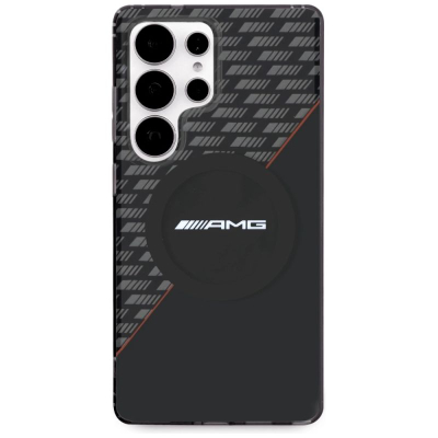 Kapak telefoni AMG Double Layer Rhombs MagSafe për Samsung Galaxy S25 Ultra, dy shtresa, i zi me të kuqe