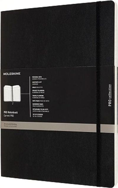 Fletore Moleskine PROPFNTB7SBK Pro Soft, 2X-Large, kapak i butë, e zezë