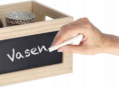 Organizues druri Zeller Wooden Box Organizer With Chalkboard, me tabelë shkumësi, 28 x 20 x 15 cm, ngjyrë natyrale