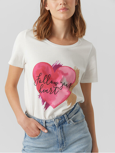 Bluzë Vero Moda VMAMALA Regular Fit 10291798 Snow White Heart