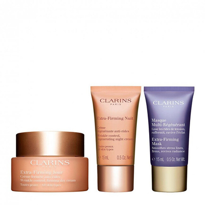 Set për lëkurë Clarins Extra Firming, krem dite 50 ml + maskë për fytyrë 15 ml + krem nate 15 ml