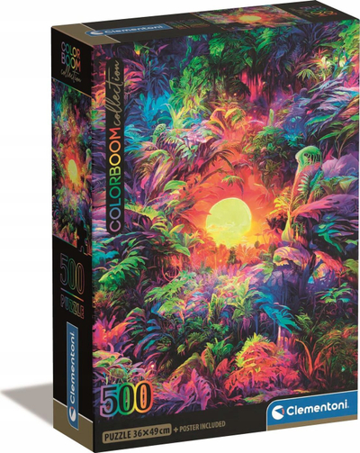 Puzzle Clementoni Colorboom Psychedelic Jungle, 500 pjesë, kuti kompakte, shumëngjyrësh