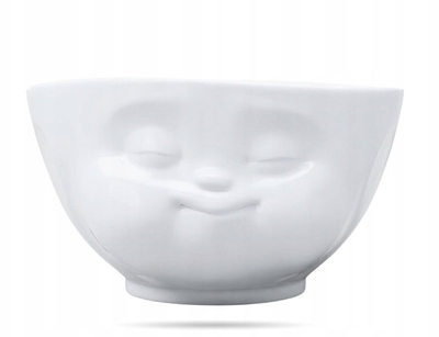 Tas porcelani FiftyEight Munching Face, 16 Oz, i bardhë