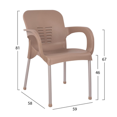 Karrige PP KareK cappuccino me këmbë alumini 59×58×81 cm (HM5592.02)
