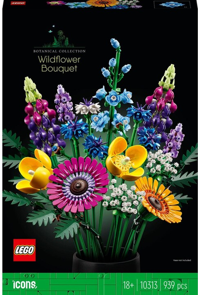 Букетот LEGO® Icons 10313 Meadow Flower Bouquet, цвеќе од ливада