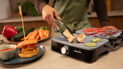 Grill elektrik Cecotec Rock'nGrill 1500 Full Open, 1500W, hapje 180°, gri e zezë