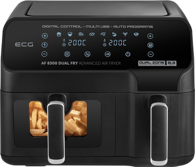 Fritezë ajri ECG Dual Fry AF-8300, 8.3L, dy ndarje, e zezë