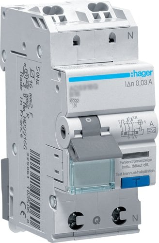 Ndërprerës diferencial me automatik ADS910D, 1P+N, 6kA, B 10A, 30mA