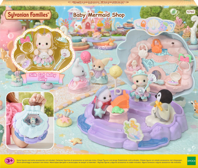 Set lodër Sylvanian Families Baby Mermaid Shop 5760, shpi lodër me figurinë e një maceje bebe, shumëngjyrëshe