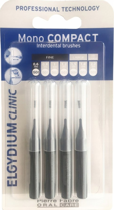 Furça ndërdentare Pierre Fabre Elgydium Mono Compact ISO 0, 0.6mm, set 4 copë, të zeza