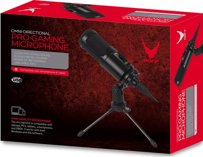 Mikrofon gaming Varr VGMTB2, USB, me tripod, i zi