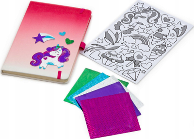 Set kreativ me sticker metalik Derform Unicorn, 5 fletë, shumëngjyrësh