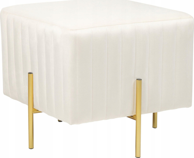 Tabure kadife Footstool, 48 x 48 cm, këmbë metalike ngjyrë ari, krem