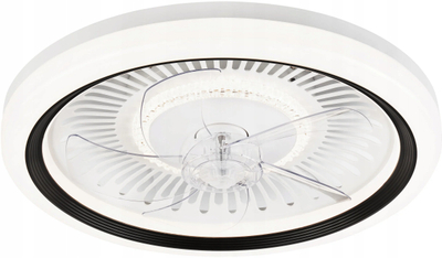 Plafon tavani Lamkur Gemma LM-FL-2.227, LED 3000K, me ventilator dhe telekomandë, e bardhë e zezë