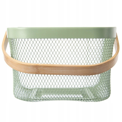 Shportë metalike me bambu ORION, 27 x 24.5 x 16.5 cm, jeshile