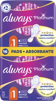 Peshqirë higjienikë Always Platinum Normal Duo, madhësia 1, 16 copë