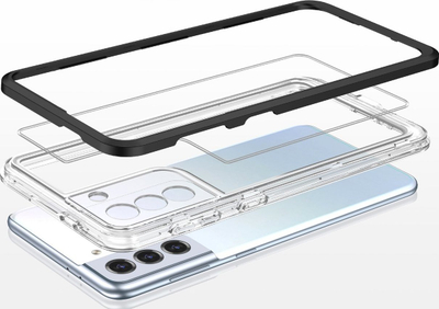 Këllëf telefoni Armor për Samsung Galaxy S23+, 3n1, i tejdukshëm, me kornizë të zezë