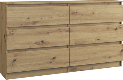 Комода Topeshop MALWA M6, 140cm, 6 фиоки, даб artisan