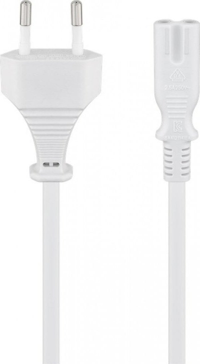 Kabllo rryme Manhattan Power Cable, C7 figure eight, 1.8m, e bardhë