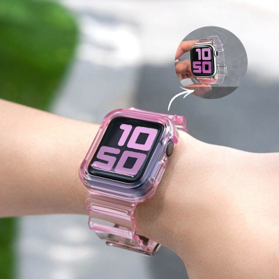 Rrip silikoni me kasë Hurtel Strap Light Set për Apple Watch 40mm, i verdhë