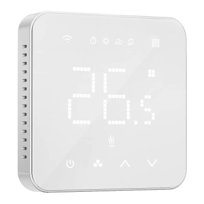 Termostat inteligjent Meross Wi-Fi, për bojler dhe ngrohje uji, me ekran me prekje, i bardhë